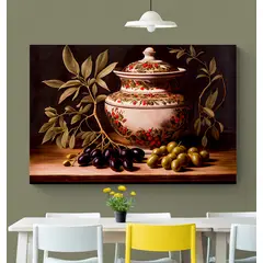 TAYRONA STORE - Cuadro En Lienzo Para Comedor Bodegon Frutas 274 120x80cm