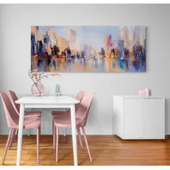 TAYRONA STORE - Cuadro En Lienzo Para Comedor Pintura Ciudad 079 100x40cm