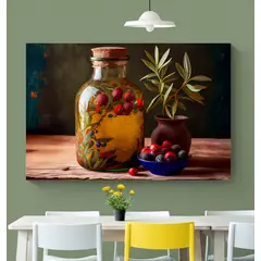 TAYRONA STORE - Cuadro En Lienzo Para Comedor Bodegon Frutas 273 150x100cm