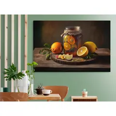 TAYRONA STORE - Cuadro En Lienzo Para Comedor Bodegon Frutas 313 150x100cm