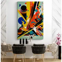 TAYRONA STORE - Cuadro En Lienzo Para Comedor Abstracto Colores 333 50x70cm