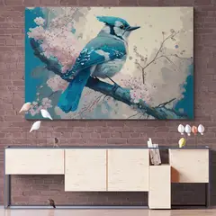 TAYRONA STORE - Cuadro En Lienzo Para Comedor Pintura Pajaros 030 70x50cm
