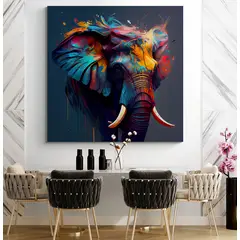 TAYRONA STORE - Cuadro En Lienzo Para Comedor Elefantes 277 100x100cm