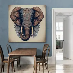 TAYRONA STORE - Cuadro En Lienzo Para Comedor Elefantes 186 50x50cm.
