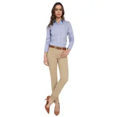 LEC LEE - Blusa basica fem manga larga para mujer - Azul Claro