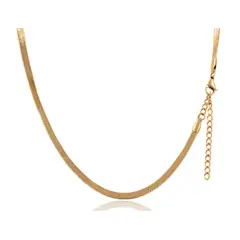 GENERICO - Cadena espina de pescado Tejido serpiente oro 18k&acero Regalo Mujer
