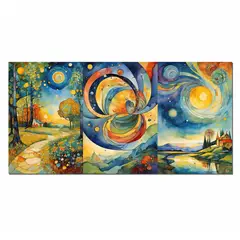 GENERICO - Lienzo Cuadro Decorativo Acuarela Paisaje Abstracto 34X72CM