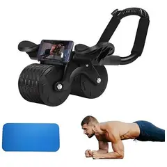 GENERICO - Rueda Abdominal Abs Rebote Automático Soporte Codos Negra