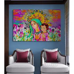 TAYRONA STORE - Cuadro En Lienzo Religioso Virgen Maria 090 50x35cm