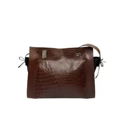VILLAMIZAR - Bolso AURORA crocoprint coffee Línea Cuero Mujer tendencia_.