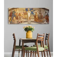 TAYRONA STORE - Cuadro Lienzo Religion Jesus Cristo Ultima Cena 097 100x40cm