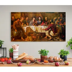 TAYRONA STORE - Cuadro En Lienzo Religioso Ultima Cena 154 130x70cm
