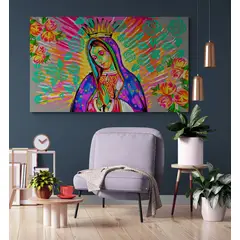 TAYRONA STORE - Cuadro En Lienzo Religioso Virgen De Guadalupe 087 90x55cm
