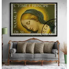 TAYRONA STORE - Cuadro Lienzo Religioso VirgMaria Estampilla 037 135x100cm
