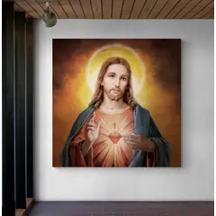 TAYRONA STORE - Cuadro En Lienzo Religioso Sagrado Corazon 008 90x90cm