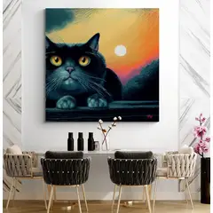 TAYRONA STORE - Cuadro En Lienzo Para Comedor Gatos 268 50x50cm