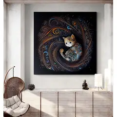 TAYRONA STORE - Cuadro En Lienzo Para Comedor Gatos 355 90x90cm