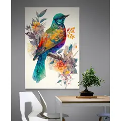 TAYRONA STORE - Cuadro En Lienzo Para Comedor Pintura Pajaros 045 100x150cm