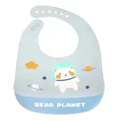 MUNDO BEBE - Babero En Silicona Impermeable Con Bolsillo Fácil Limpieza.