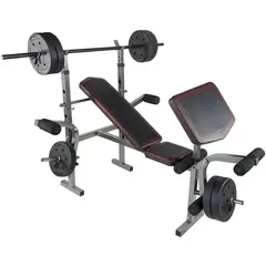 CENTURFIT - Banco Multiposiciones Kit Discos Gym Pesas Ejercicio Barra