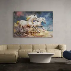 TAYRONA STORE - Cuadro En Lienzo Para La Sala Caballos 116 100x70cm