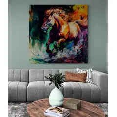 TAYRONA STORE - Cuadro En Lienzo Para La Sala Caballos 184 60x60cm