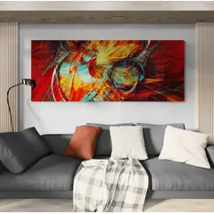 TAYRONA STORE - Cuadro En Lienzo Para La Sala Abstracto 405 175x70cm