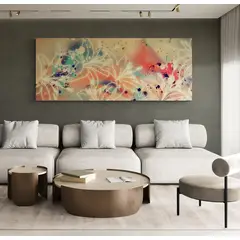 TAYRONA STORE - Cuadro En Lienzo Para La Sala Flores 439 125x50cm
