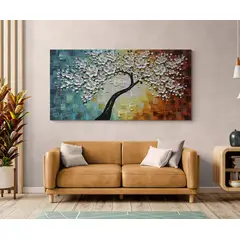 TAYRONA STORE - Cuadro En Lienzo Para La Sala Arbol Colores 036 90x40cm
