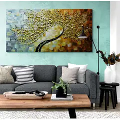 TAYRONA STORE - Cuadro En Lienzo Para La Sala Arbol Colores 033 120x60cm