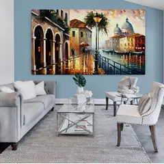 TAYRONA STORE - Cuadro En Lienzo Para La Sala Pintura Ciudad 224 100x55cm