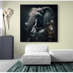 TAYRONA STORE - Cuadro En Lienzo Para La Sala Elefantes 210 50x50cm