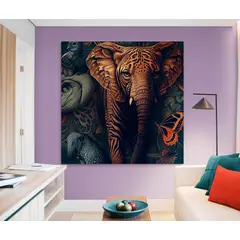 TAYRONA STORE - Cuadro En Lienzo Para La Sala Elefantes 327 90x90cm