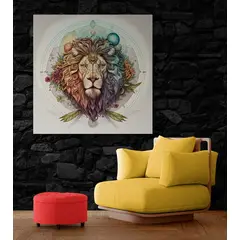 TAYRONA STORE - Cuadro En Lienzo Para La Sala Leon Colores 143 100x100cm