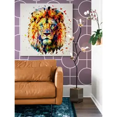 TAYRONA STORE - Cuadro En Lienzo Para La Sala Leon Colores 149 100x100cm