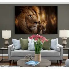 TAYRONA STORE - Cuadro En Lienzo Para La Sala Leon Colores 173 70x50cm.