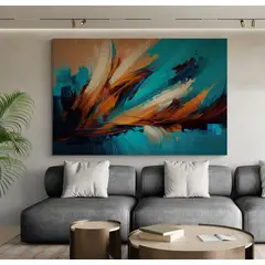 TAYRONA STORE - Cuadro En Lienzo Para La Sala Abstracto Colores 331 50x35cm