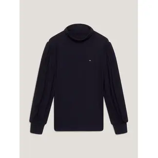 TOMMY HILFIGER - Camiseta Azul Con Cuello Alto Para Niña