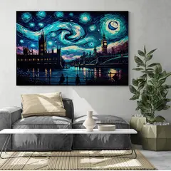 TAYRONA STORE - Cuadro Lienzo Para La Sala Londres Noche Estrellada 046 70x50cm