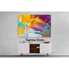 TAYRONA STORE - Cuadro En Lienzo Para La Sala Pintura Abstracta 92 50x35cm