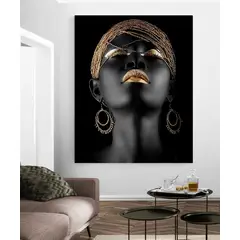 TAYRONA STORE - Cuadro En Lienzo Para La Sala Pintura Cara Mujer 01 100x70cm