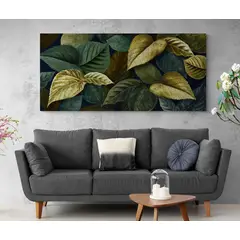 TAYRONA STORE - Cuadro En Lienzo Para La Sala Hojas 198 90x40cm