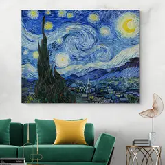 TAYRONA STORE - Cuadro Lienzo Para La Sala Noche Estrellada Original 75x60cm
