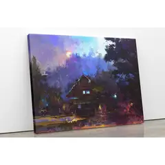 TAYRONA STORE - Cuadro En Lienzo Para La Sala Pintura Casa Bosque 100x75cm