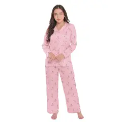 ROMANELLA - Pijama Elegante Seda Satén Rosada