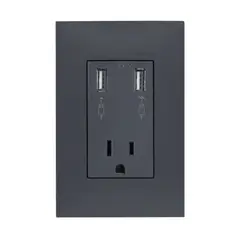 SIMON - Tomacorriente USB 25 Plus Negra - Seguridad y Rapidez de Carga