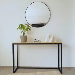 ALIK DISEÑO - Set Consola Recibidor 100cm y Espejo Circular 80cm Estilo Industrial