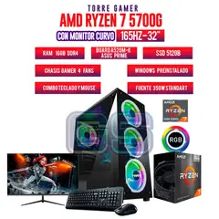 AMD - TORRE GAMER RYZEN 7 5700G/16GB RAM/ 512GB SSD/BOARD A520M-K MONITOR 32" FHD 165Hz
