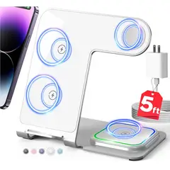 GENERICO - Estación De Carga Inalámbrica 3 en 1 Para Teléfono, Watch y Audífonos