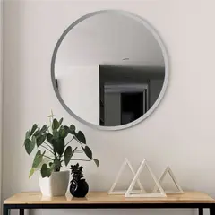 ALIK DISEÑO - Espejo Redondo Con Marco Metálico Ancho Plateado 80cm